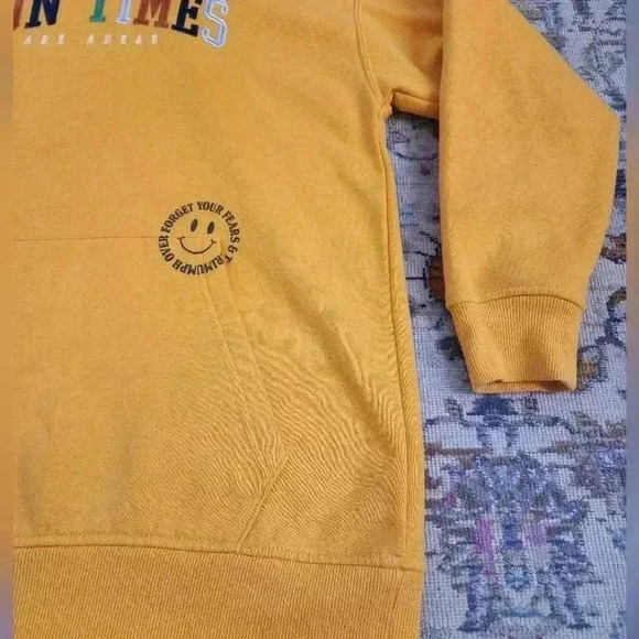 Forever 21 Men's Canary Yellow Pullover Hoody Sweatshirt Outerwear, sz SM - Picture 10 of 15